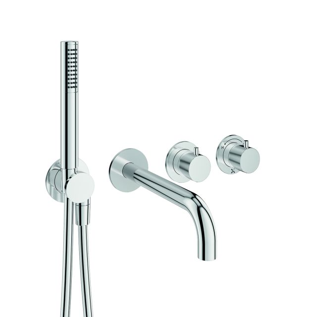 Crosswater Module 2 Outlet 2 Handle Shower Valve, Bath Spout and Handset in Chrome