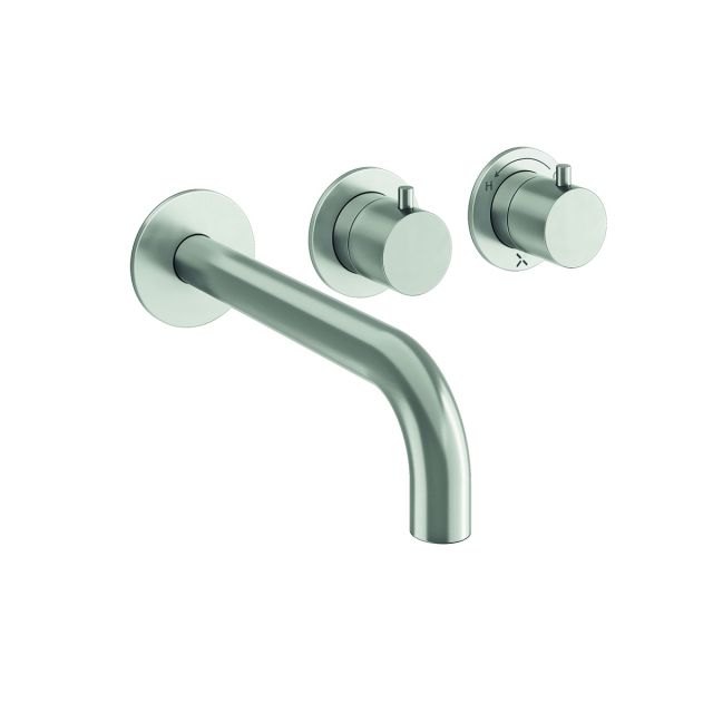 Crosswater Module 2 Handle Shower Valve and Bath Spout in Brushed Stainless Steel