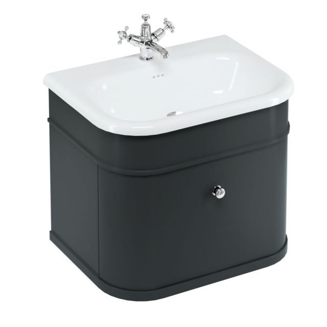 Burlington Chalfont 650mm Unit with Drawer and Roll-Top Basin in Matt-Black - CH65MB