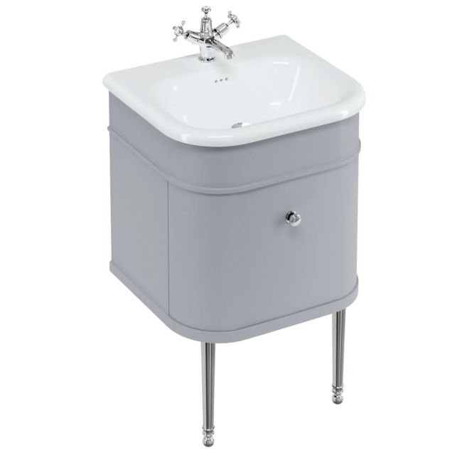 Burlington Chalfont 550mm Unit with Drawer and Roll-Top Basin in Classic Grey and Chrome - CH55G