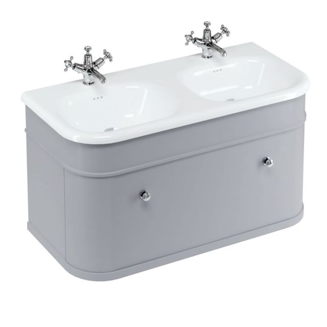 Burlington Chalfont 1000mm Basin with Drawer Unit in Classic Grey and Chrome Handles - CH100G