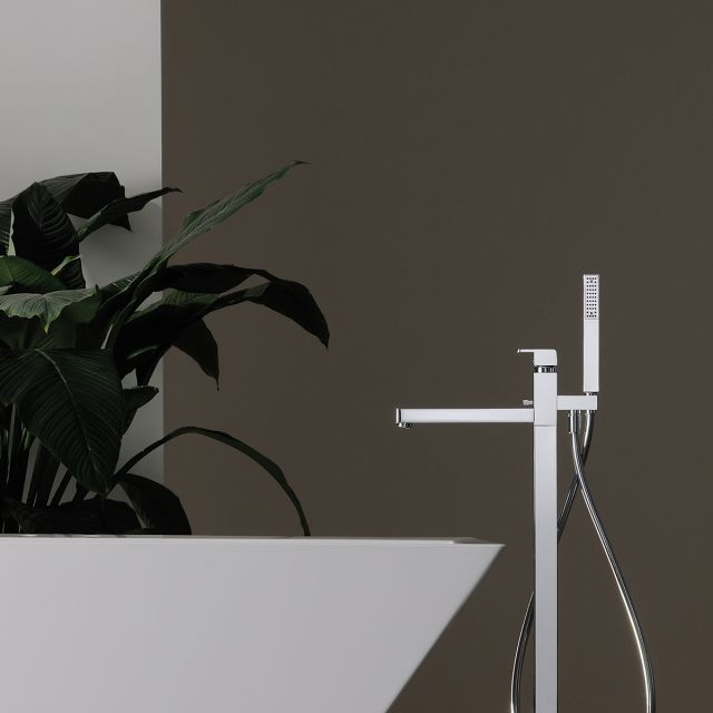 Abode Fervour Floor Standing Bath Filler with Shower Handset in Chrome