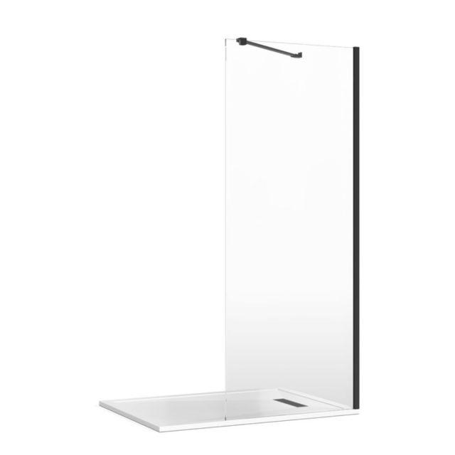 Crosswater Gallery 8 Recess Shower Enclosure with Angled Support in Matt Black