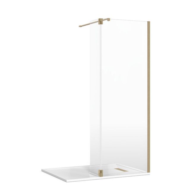 Crosswater Gallery 8 Recess Shower Enclosure with Hinged Deflector and Wall Support in Brushed Brass