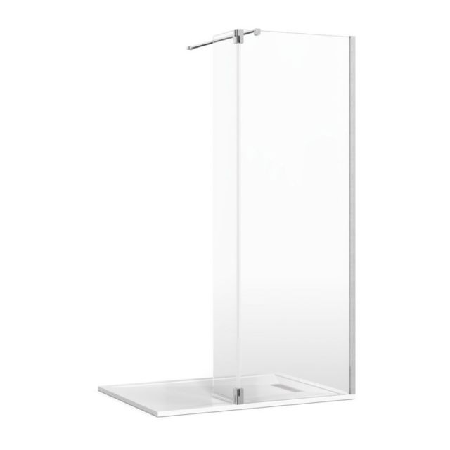 Crosswater Gallery 8 Recess Shower Enclosure with Hinged Deflector and Wall Support in Brushed Stainless Steel