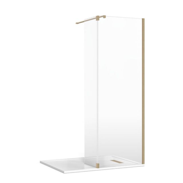 Crosswater Gallery 8 Recess Shower Enclosure with Fixed Deflector and Wall Support in Brushed Brass
