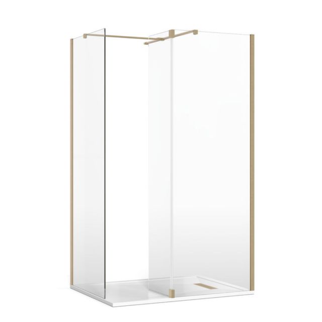 Crosswater Gallery 8 Corner Shower Enclosure with Fixed Deflector and T-Support in Brushed Brass