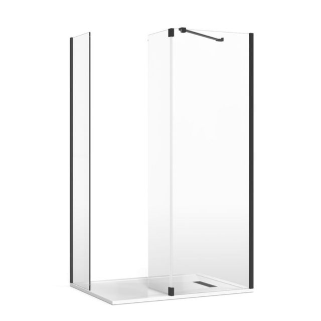 Crosswater Gallery 8 Corner Shower Enclosure with Fixed Deflector and Angled Support in Matt Black