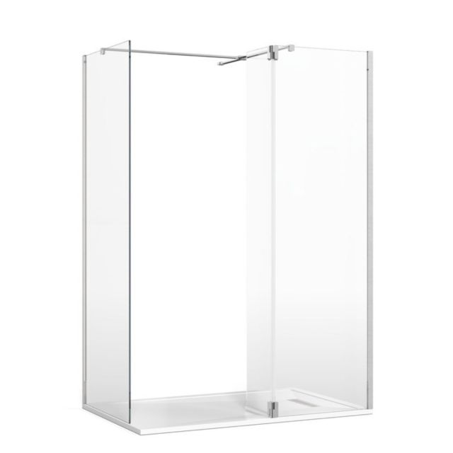 Crosswater Gallery 8 Corner Shower Enclosure with Hinged Deflector and T-Support in Brushed Stainless Steel