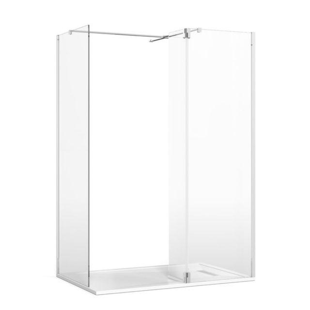 Crosswater Gallery 8 Corner Shower Enclosure with Hinged Deflector and T-Support in Polished Stainless Steel