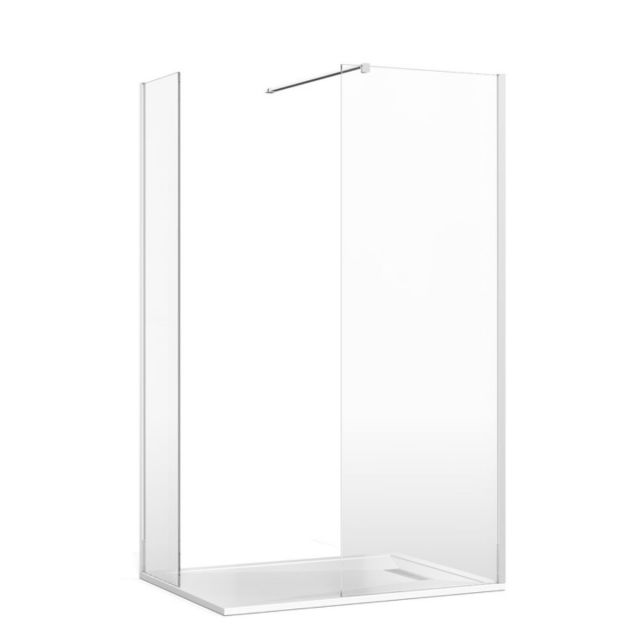 Crosswater Gallery 8 Corner Shower Enclosure with End Panel and Wall Support in Polished Stainless Steel