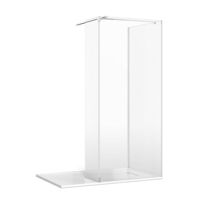 Crosswater Gallery 8 Glass Corner Shower Enclosure with Fixed Deflector and T-Support in Polished Stainless Steel