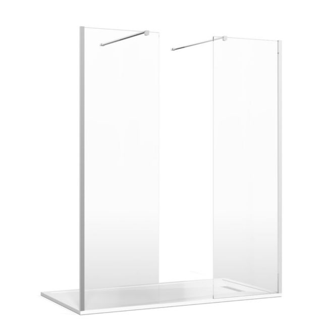 Crosswater Gallery 8 Recess Double Panel Shower Enclosure with Wall Support in Polished Stainless Steel