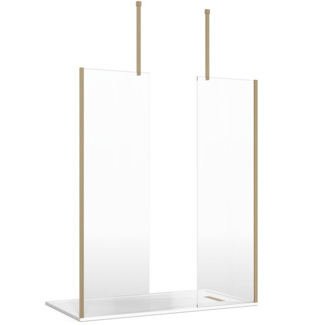 Crosswater Gallery 8 Recess Double Panel Shower Enclosure with Ceiling Support in Brushed Brass