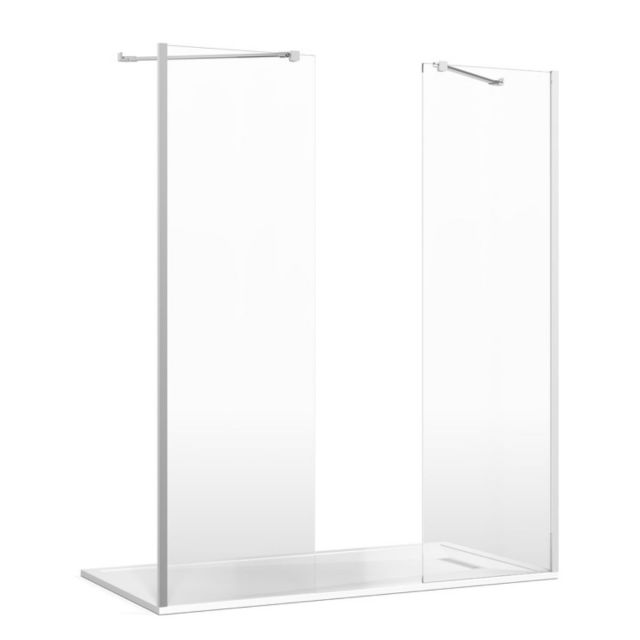 Crosswater Gallery 8 Recess Double Panel Shower Enclosure with Angled Support in Polished Stainless Steel
