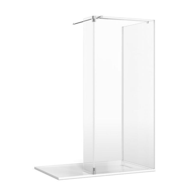 Crosswater Gallery 8 Glass Corner Shower Enclosure with Hinged Deflector and T-Support in Polished Stainless Steel