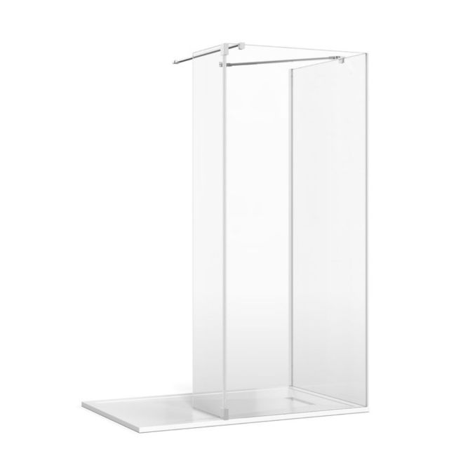Crosswater Gallery 8 Glass Corner Shower Enclosure with Fixed Deflector and Wall/Angled Support in Polished Stainless Steel