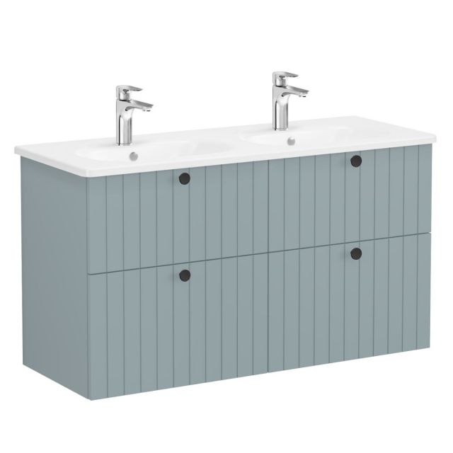 VitrA Root Groove Washbasin Unit with 4 Drawers in Matt Fjord Green (120cm)