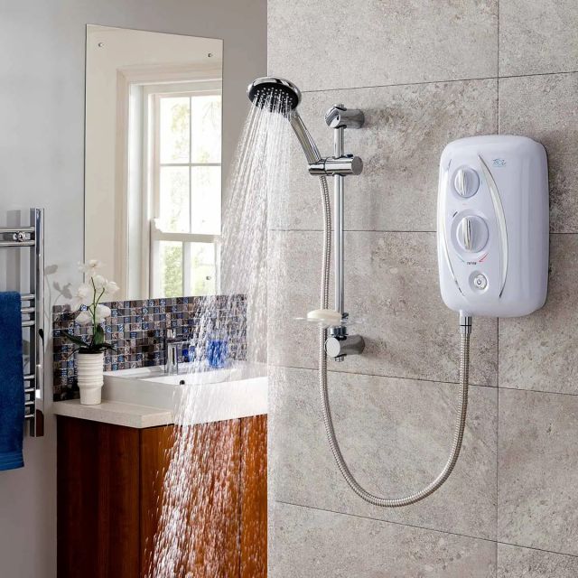 Triton T80Z Thermostatic Fast-Fit 8.5kW Electric Shower in White Chrome - SP8008ZFFTHM