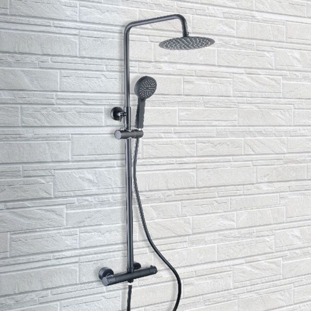 Origins Exposed Thermostatic Twin Shower System - Black