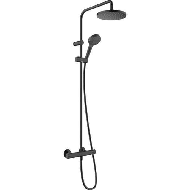 hansgrohe Vernis Blend Showerpipe 200 1jet EcoSmart with Thermostat in Matt Black - 26089670