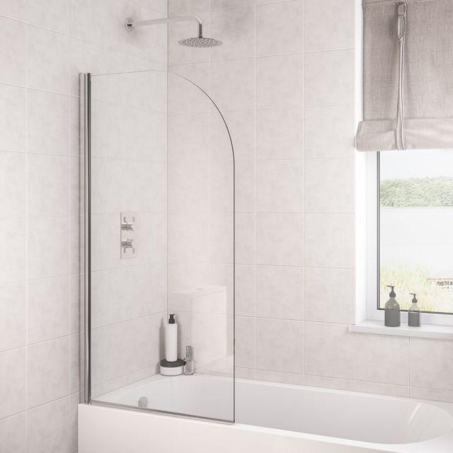 UK Bathrooms Essentials 6mm Radius Bath Screen in Chrome