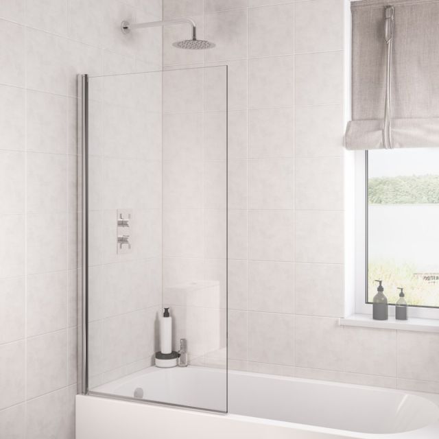 UK Bathrooms Essentials 6mm Straight Bath Screen in Chrome
