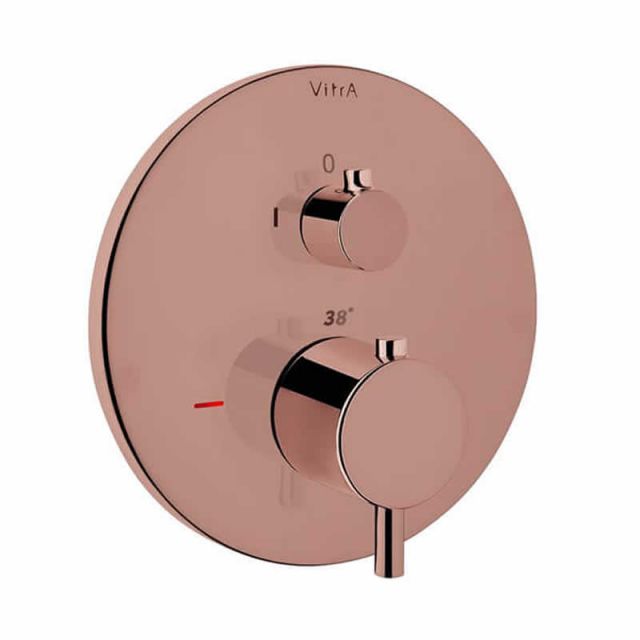 VitrA Origin Built-In Thermostatic Shower Valve Trim Set with 1 Outlet - Copper