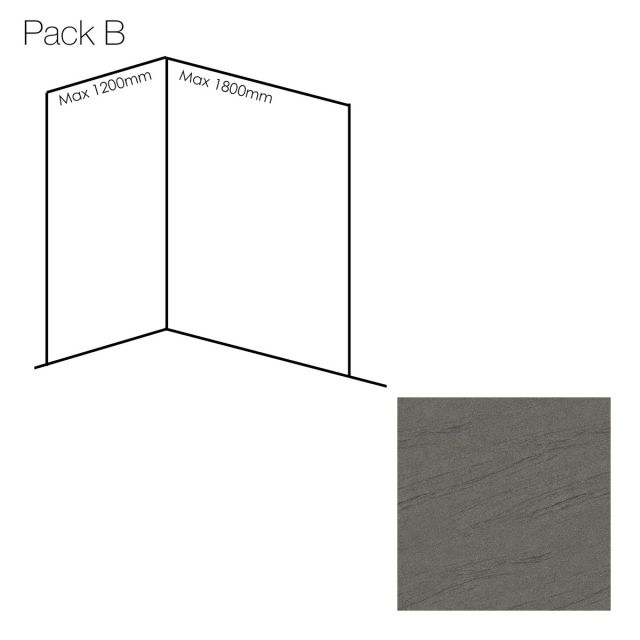 Bushboard Nuance Medium Corner Wall Panel Pack B in Natural Greystone