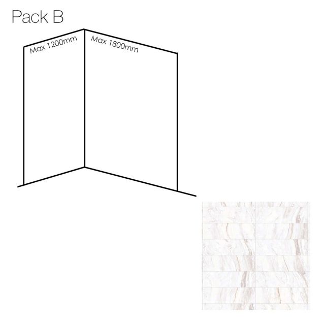Bushboard Nuance Medium Corner Wall Panel Pack B in Satnas Marble Tile
