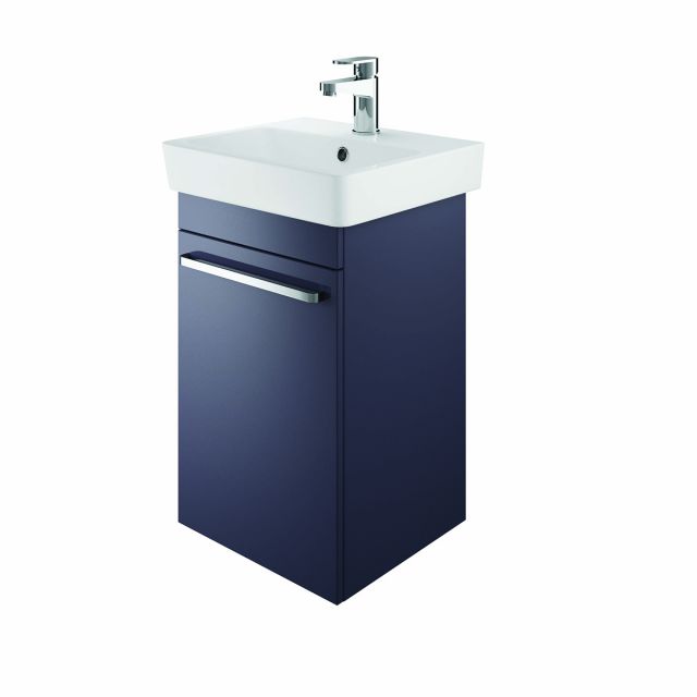 The White Space Scene Left Hand 450mm Wall Hung Cloakroom Unit in Gloss Dark Indigo