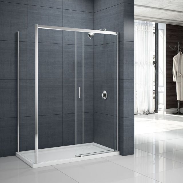 Merlyn MBox Right Handed Low Level Access Sliding Shower Door in Chrome