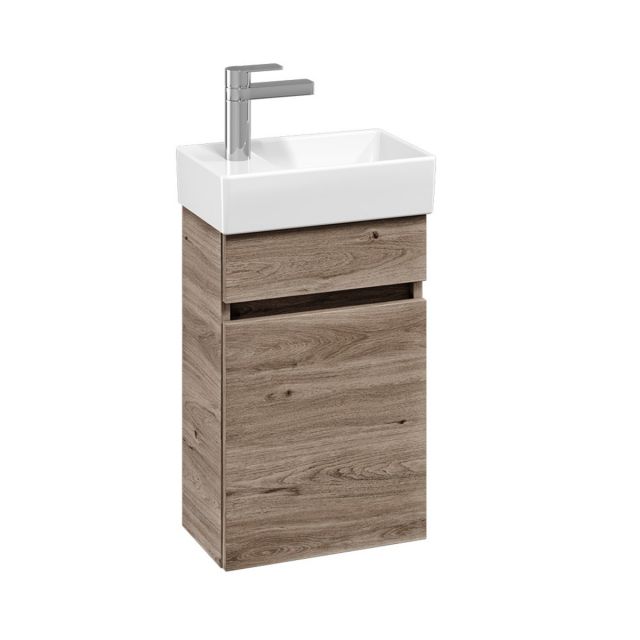 Villeroy and Boch Arto 360mm Cloakroom Basin and Vanity Unit in Oak Kansas (For LH Tap)
