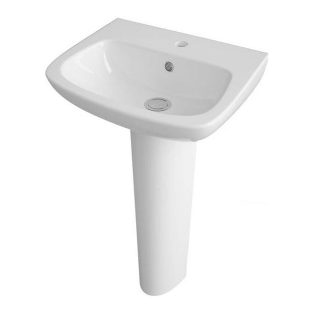 Nuie Ambrose 500 mm 1 Tap Hole Basin and Pedestal in White