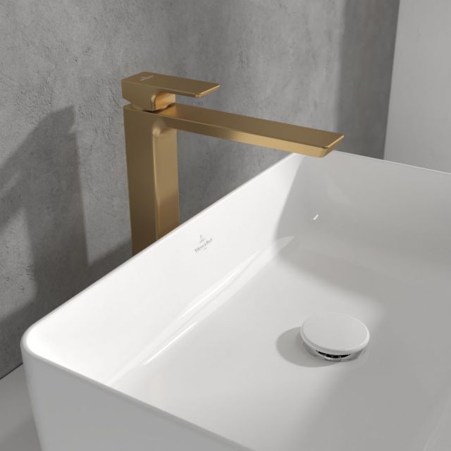 Villeroy & Boch Subway 3.0 Tall Single Lever Basin Mixer in Brushed Gold - TVW11200400076
