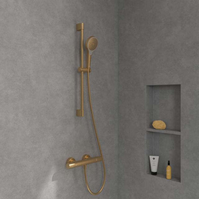 Villeroy & Boch Universal Thermostatic Round Shower Mixer in Brushed Gold - TVS00001700076