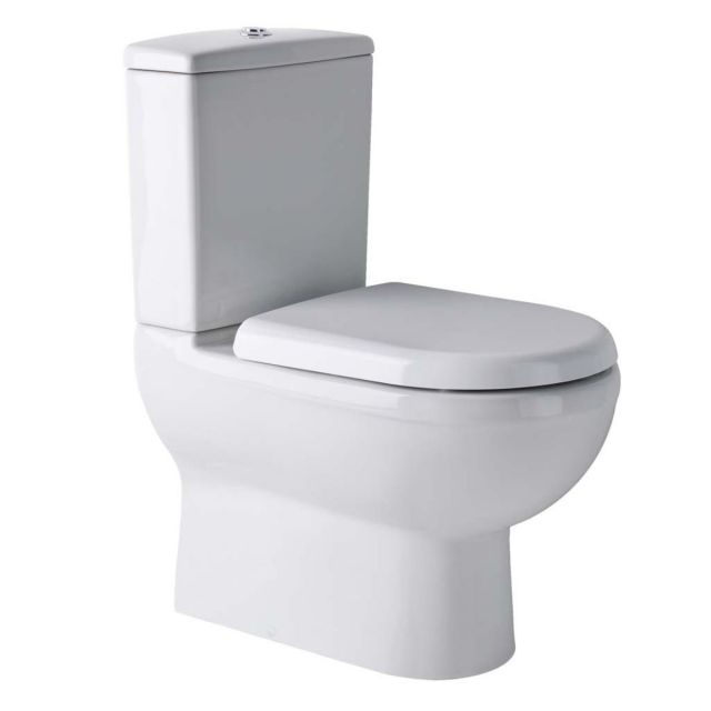 UK Bathrooms Essentials Pecos Back To Wall Close Coupled Toilet