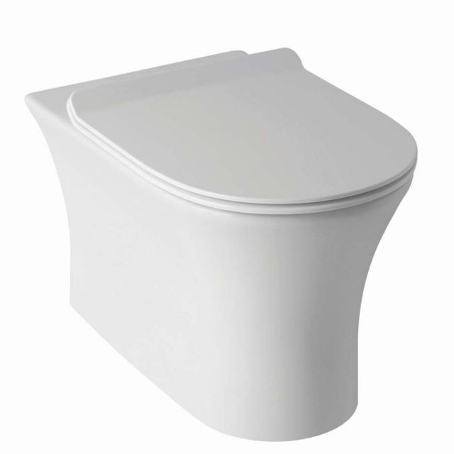 UK Bathrooms Essentials Falcom Rimless Comfort Height Back to Wall Toilet