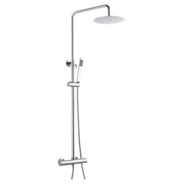 UK Bathrooms Essentials Shower Pole with Thermostat and Kit in Chrome