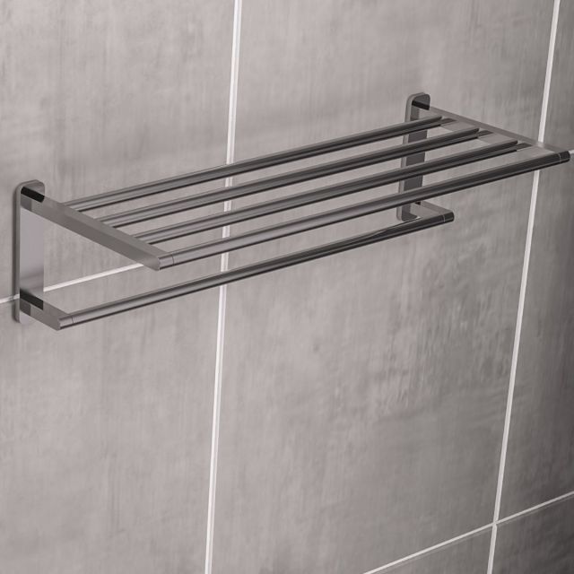 UK Bathrooms Essentials Vajont Towel Shelf in Chrome