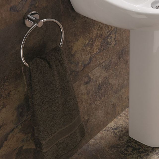UK Bathrooms Essentials Lassa Towel Ring in Chrome