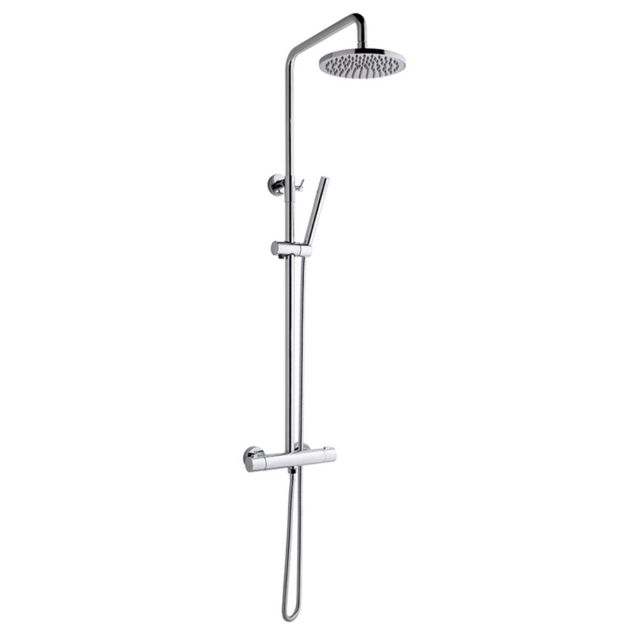 UK Bathrooms Essentials Round Thermostatic Shower Pole Set in Chrome