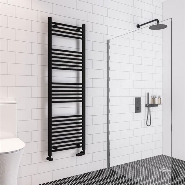 UK Bathrooms Essentials Zaysan Straight Towel Radiator in Matt Black