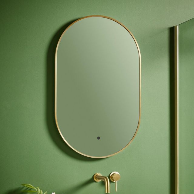 Amara Reeth Frame Tablet Led Mirror in Brushed Brass