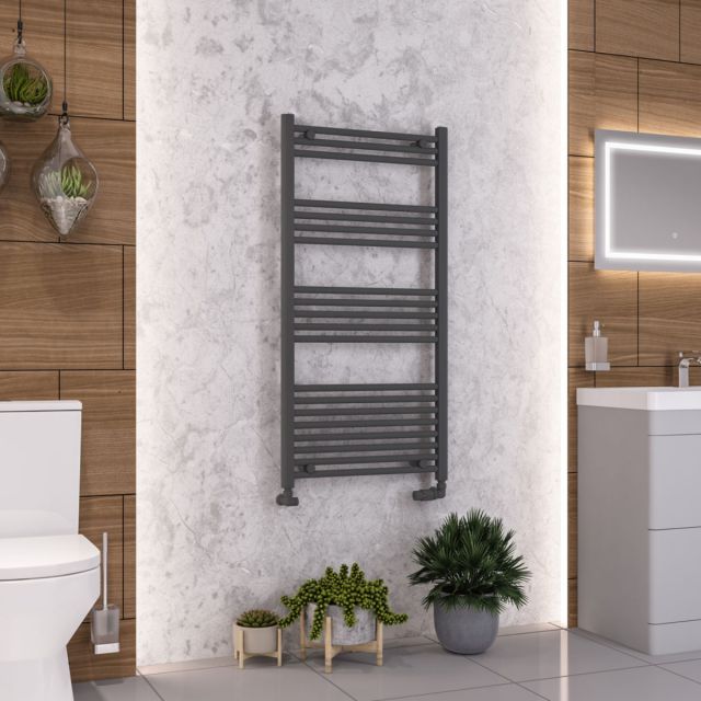 UK Bathrooms Essentials Amadeus Straight Towel Radiator in Matt Anthracite