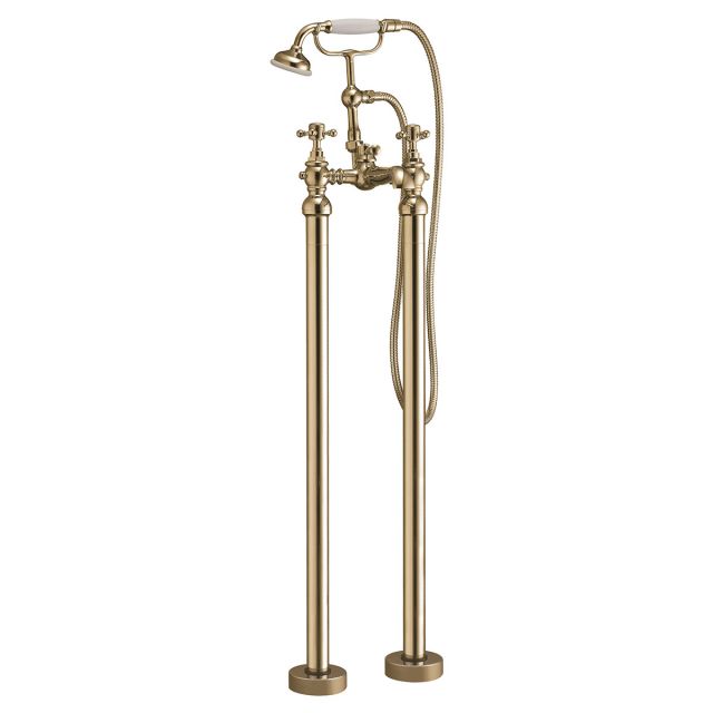Harrogate Freestanding Bath Shower Mixer in Brushed Brass
