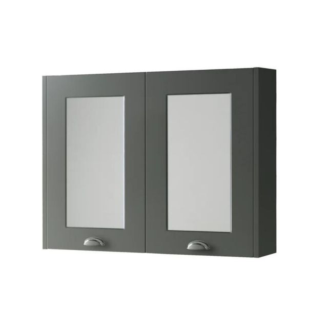 Astrala Ravello Double Door Mirror Cabinet in Matt Grey