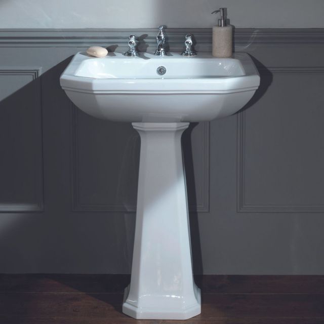 Burland Bath Co. Harbour 630mm Basin and Pedestal in White