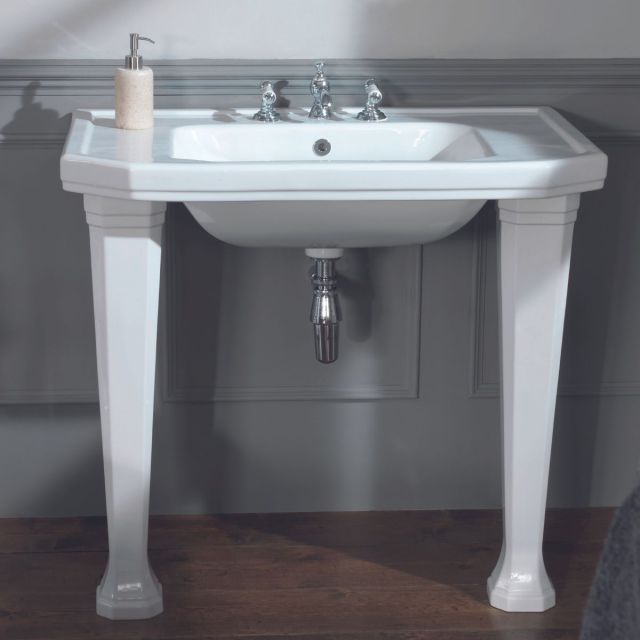 Burland Bath Co. Harbour 920mm Basin with Legs in White