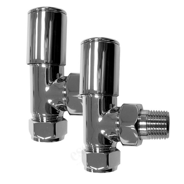 Essential Deluxe Angled Radiator Valves (Pair 15 mm). - 148997
